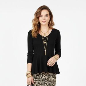 Free People Black Loose Fit Long Sleeve Asymmetric Hem Tunic Top XS